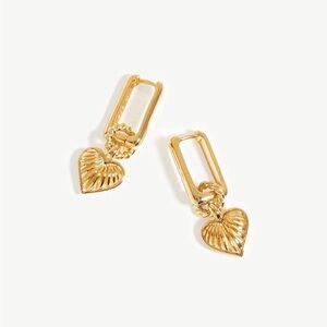 Missoma Ridge Heart Charm Gold Earrings